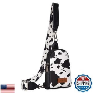 Cow Print Crossbody Bags for Women Western Sling Bag with Adjustable